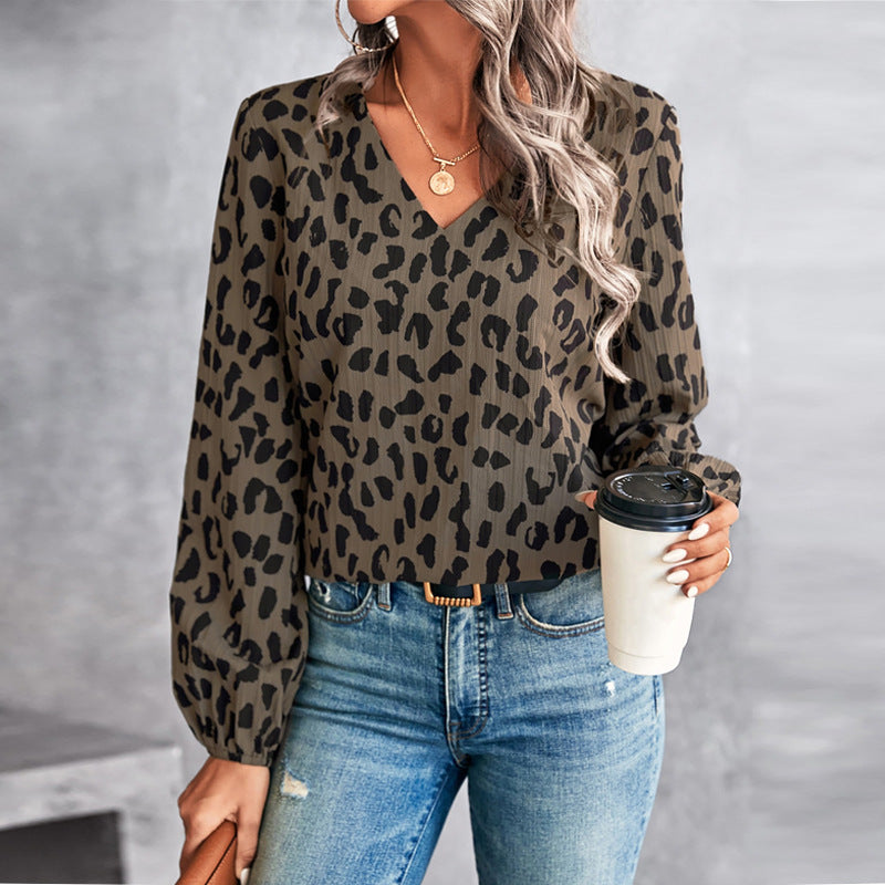 Elegant Animal V-neck Shirt