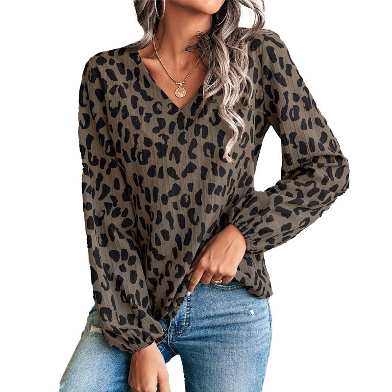 Elegant Animal V-neck Shirt