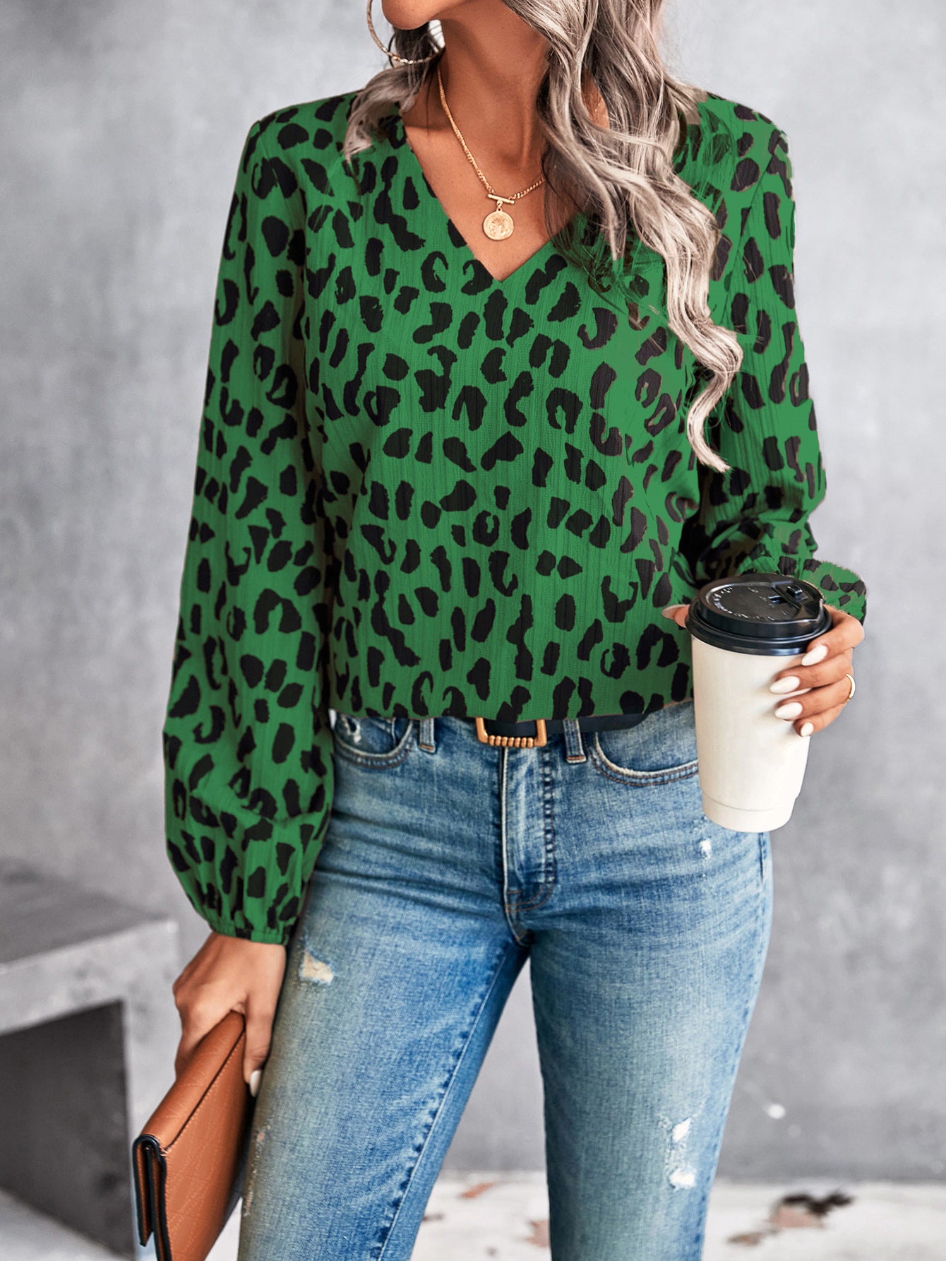 Elegant Animal V-neck Shirt