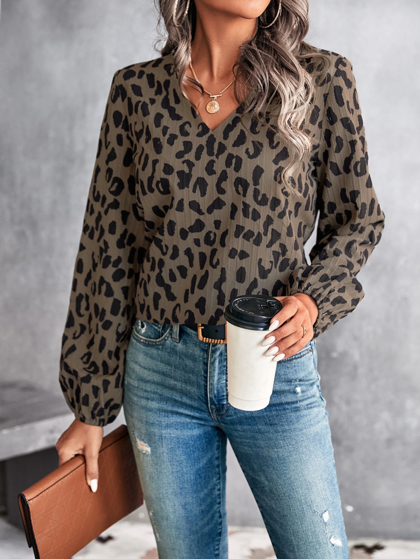 Elegant Animal V-neck Shirt